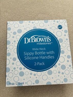 Dr. Brown's Blue Wide-Neck Sippy Bottle with Silicone Handles - 2-Pack